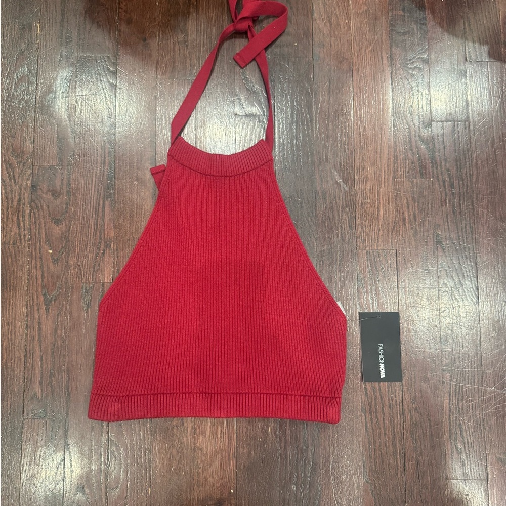 Fashion Nova Red Halter Crop Top